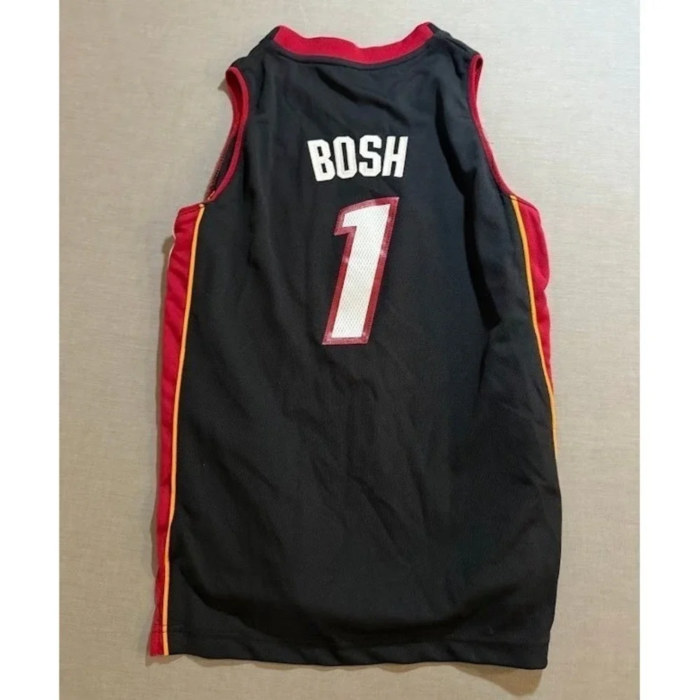 Adidas Miami Heat Basketball Bosh #1 Jersey Black NBA Size M Boys Sleeveless